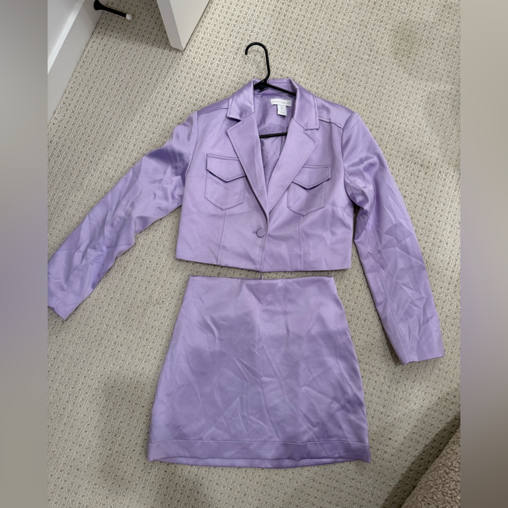 Lavender two piece blazer and skirt